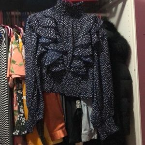 Polka dot ruffle blouse